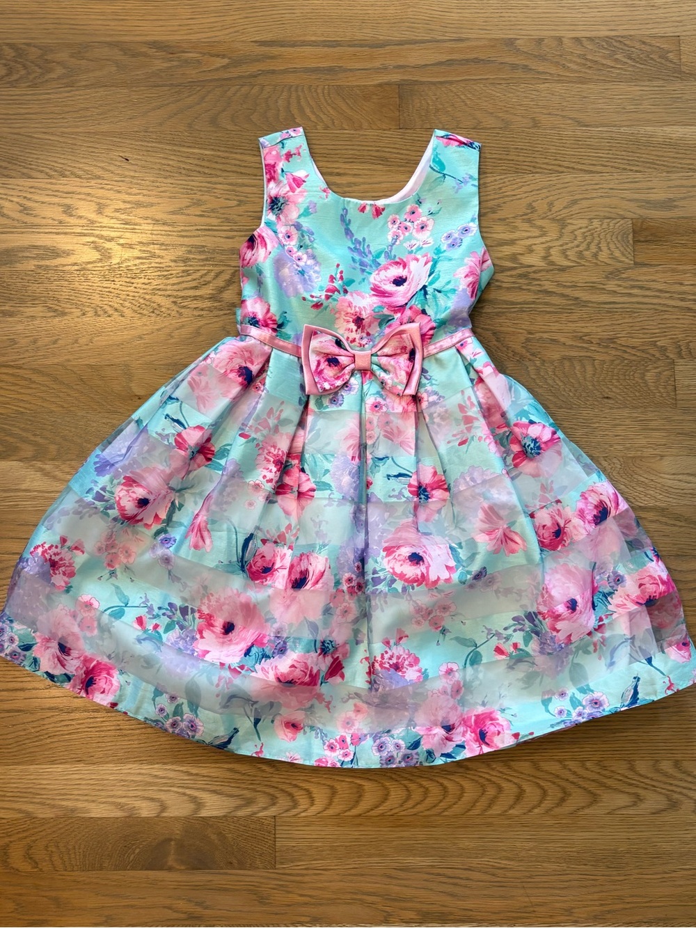 Jona Michelle Mint & Pink Floral Bow Girls' Party Dress